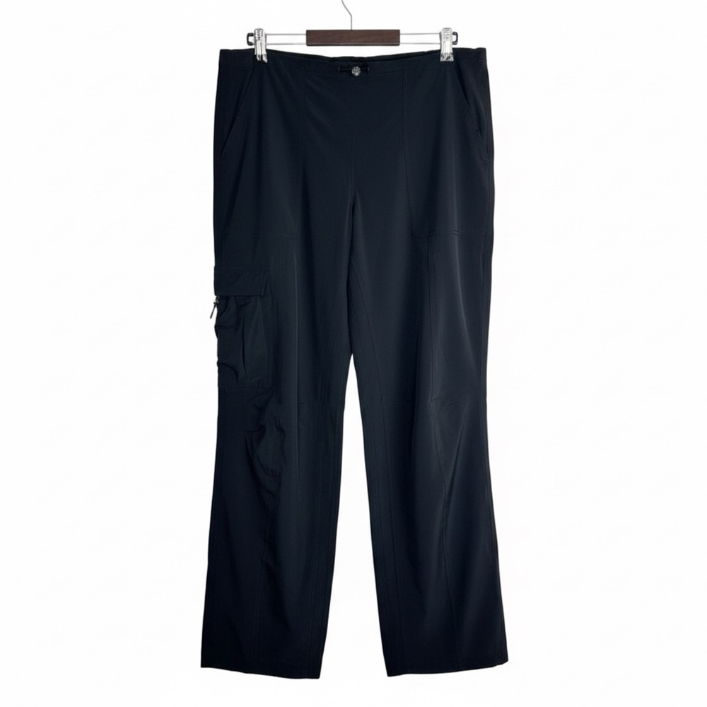 ALO Yoga Sz S‎ Black Track Pants Single Cargo Lighweight Nylon Adjustable Ankle